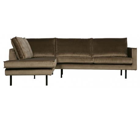 Hjørnesofa højrevendt i velour 266 x 213 cm - Taupe