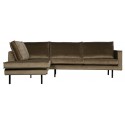 Hjørnesofa højrevendt i velour 266 x 213 cm - Taupe