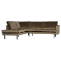 Hjørnesofa højrevendt i velour 266 x 213 cm - Taupe