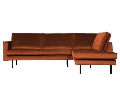 Hjørnesofa højrevendt i velour 266 x 213 cm - Taupe