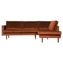 Hjørnesofa højrevendt i velour 266 x 213 cm - Taupe