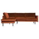 Hjørnesofa højrevendt i velour 266 x 213 cm - Rust
