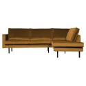 Hjørnesofa højrevendt i velour 266 x 213 cm - Rust