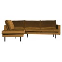 Hjørnesofa højrevendt i velour 266 x 213 cm - Okker