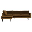 Hjørnesofa højrevendt i velour 266 x 213 cm - Honninggul
