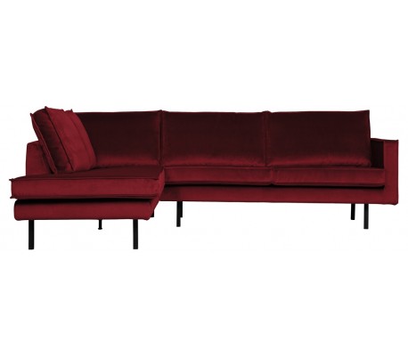 Hjørnesofa højrevendt i velour 266 x 213 cm - Rød