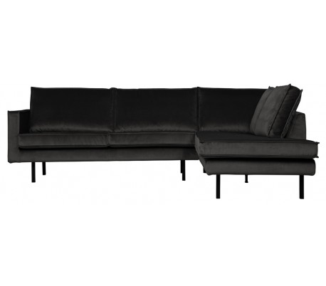 Hjørnesofa højrevendt i velour 266 x 213 cm - Rød