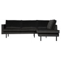 Hjørnesofa højrevendt i velour 266 x 213 cm - Rød