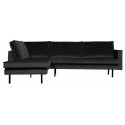 Hjørnesofa højrevendt i velour 266 x 213 cm - Antracit