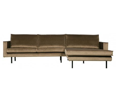 Sofa med højrevendt chaiselong i velour 300 x 155 cm - Antracit