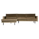 Sofa med højrevendt chaiselong i velour 300 x 155 cm - Taupe
