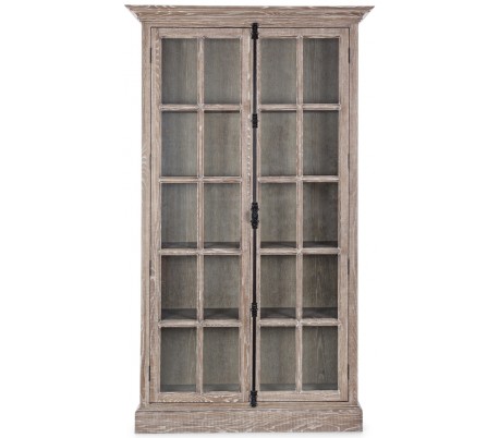 Reolskab med 1 skab, 4 hylder og 2 skuffer H185 x B100 x D37 cm - Rustik grå