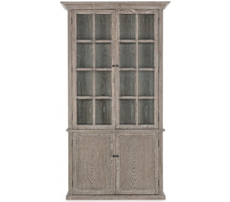 Vitrineskab med 5 brede hylderum H210 x B120 x D42 cm - Rustik natur