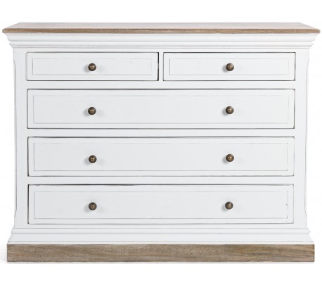 Kommode med 3 skuffer og 1 hylderum H80 x B80 x D40 cm - Rustik natur/Rustik brun