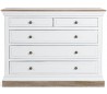 Kommode med 5 skuffer H90 x B118 x D43 cm - Rustik hvid