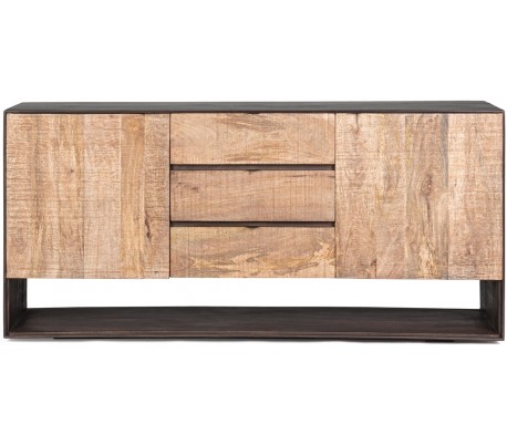 Rustikt sideboard med 4 skabe B170 cm - Rustik natur/Rustik brun