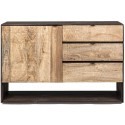 Rustikt sideboard med 2 skabe og 3 skuffer B160 cm - Rustik natur/Rustik brun