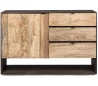 Rustikt sideboard med 1 skab og 3 skuffer B110 cm - Rustik natur/Rustik brun