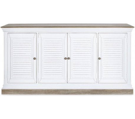 Vitrineskab med 3 hylderum og 1 skab H180 x B60 x D38 cm - Rustik hvid