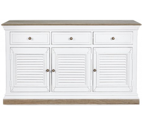 Sideboard med 4 skabe H91,4 x B175 x D45,7 cm - Rustik hvid