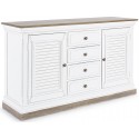 Sideboard med 3 skabe og 3 skuffer H90 x B150 x D45 cm - Rustik hvid