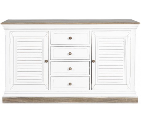Sideboard med 3 skabe og 3 skuffer H90 x B150 x D45 cm - Rustik hvid