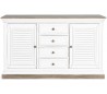 Sideboard med 2 skabe og 4 skuffer H85 x B140 x D40 cm - Rustik hvid