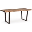 Spisebord i mangotræ og stål 220 x 100 cm - Sort/Brun