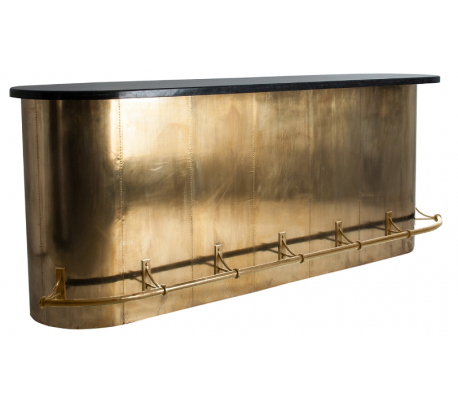 Industriel bardisk af egetræ og galvaniseret jern H110 x B350 cm