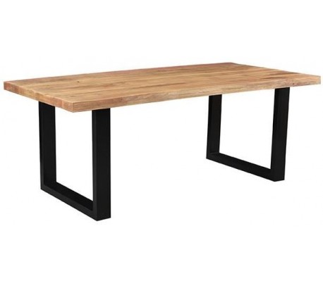 Rundt spisebord i metal og mangotræ Ø130 cm - Sort/Rustik natur