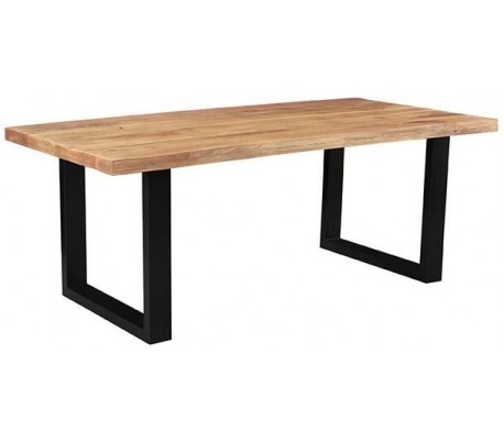 Spisebord i metal og mangotræ 240 x 100 cm - Sort/Rustik natur