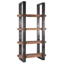 Rustikt reolsystem B160 x H200 cm i mangotræ og jern - Industriel sort/Brun