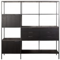 Reolsystem i akacietræ og metal H190 x B180 cm - Sort/Natur