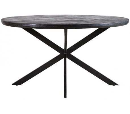 Rundt sofabord i mangotræ og metal H40 x B70 cm - Sort