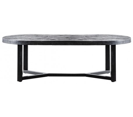 Rundt spisebord i mangotræ og metal H76 x B140 cm - Sort