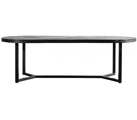 Ovalt sofabord i mangotræ og metal 140 x 70 cm - Sort