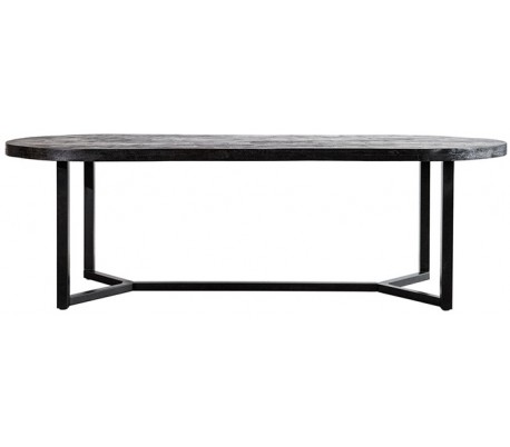 Ovalt spisebord i mangotræ og metal 200 x 100 cm - Sort