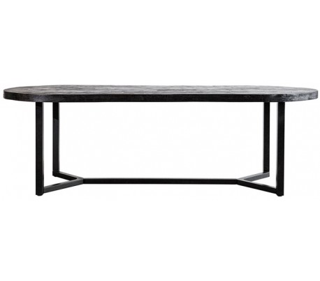 Ovalt spisebord i mangotræ og metal 200 x 100 cm - Sort