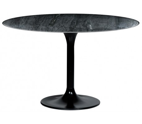 Rundt spisebord i marmor og metal H78 x B130 cm - Sort marmor/Sort
