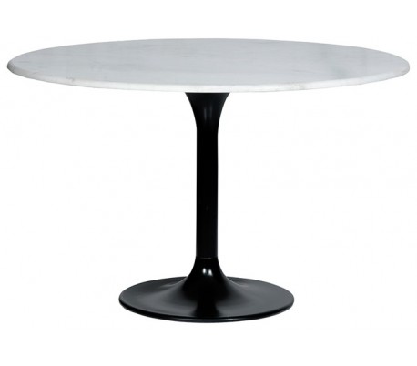 Rundt spisebord i marmor og metal H76 x B120 cm - Sort marmor/Sort