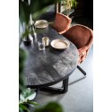 Ovalt spisebord i mangotræ og metal 300 x 100 cm - Sort