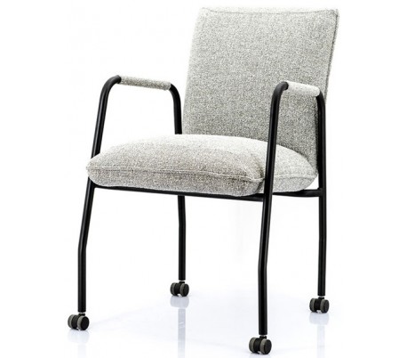 Spisebordsstol i polyester og metal H85 x B68 x D52 cm - Okker