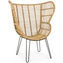 Lænestol i rattan og metal H118 x B100 cm - Sort/Brun