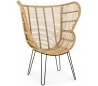 Lænestol i rattan og metal H118 x B100 cm - Sort/Natur