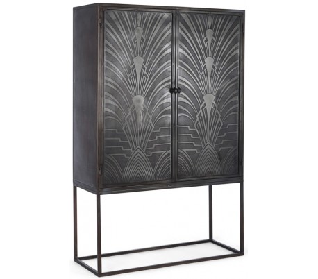 Rustik bardisk i stål og mangotræ H109 x B172 x D64 cm - Rustik brun