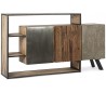 Sideboard i stål og mangotræ H100 x B175 x D38 cm - Natur/Grå