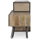 Sideboard i stål og mangotræ H100 x B175 x D38 cm - Natur/Grå