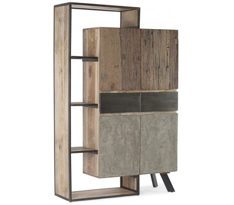 Sideboard i stål og mangotræ H100 x B175 x D38 cm - Natur/Grå