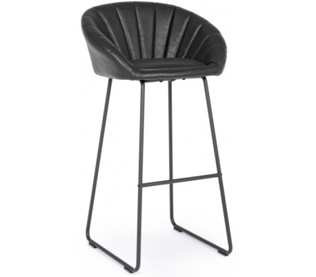 Barstol i kunstlæder H98 cm - Sort/Vintage brun