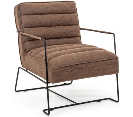 Lænestol i kunstlæder og metal H80 x B62,5 cm - Antik messing/Vintage sort